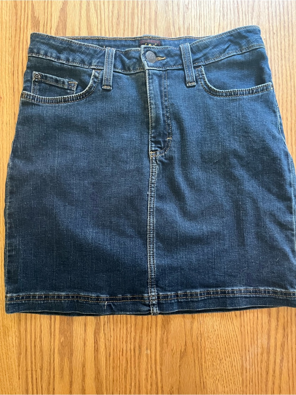 Vtg. Lee Riders Riveted 5 Pockets Dungarees 100% Cotton Denim Mini Skirt Sz 6